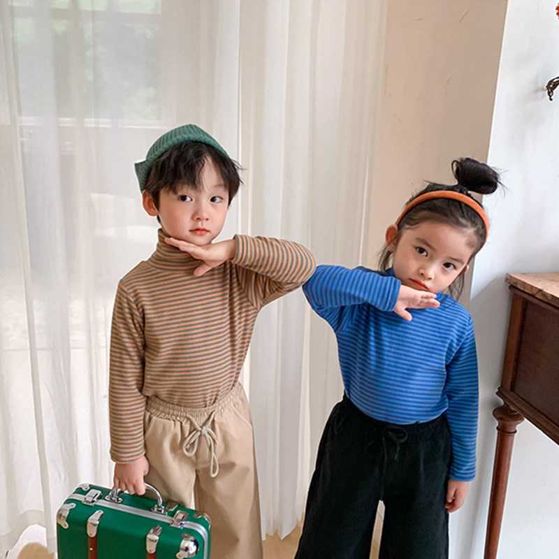 Fshion Boys and Girls Striped Turtleneck Thicken Base T shirts Children Long Sleeve Plus Velvet Tops Autumn Winter 210615, Black
Fshion Boys and Girls Striped Turtleneck Thicken Base T shirts Children Long Sleeve Plus Velvet Tops Autumn Winter 210615, Black