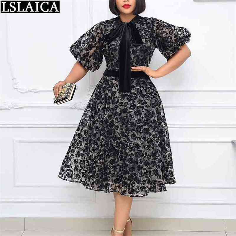Black Dress Strappy Short Sleeve Elegant Knee Length es for Women Formal Party Prom Fashion Arrival Rose Printing 210515