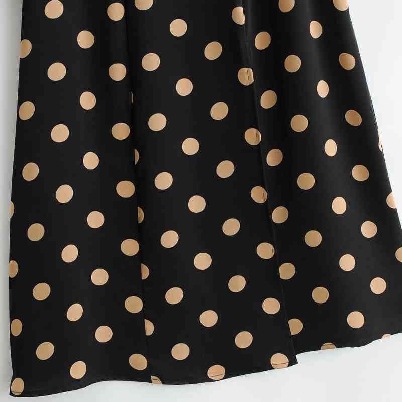 Spring Women Polka Dot Printing Side Slit Midi Dress Female Square Collar Long Sleeve Clothes Casual Lady Vestido D7197 210430