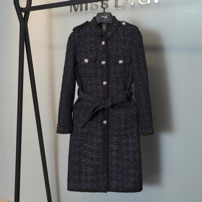 Women' Wool & Blends Autumn Designer High Quality Stand Collar Tweed Overcoat Chic Elegant Belt Coat C024, Black
Women' Wool & Blends Autumn Designer High Quality Stand Collar Tweed Overcoat Chic Elegant Belt Coat C024, Black