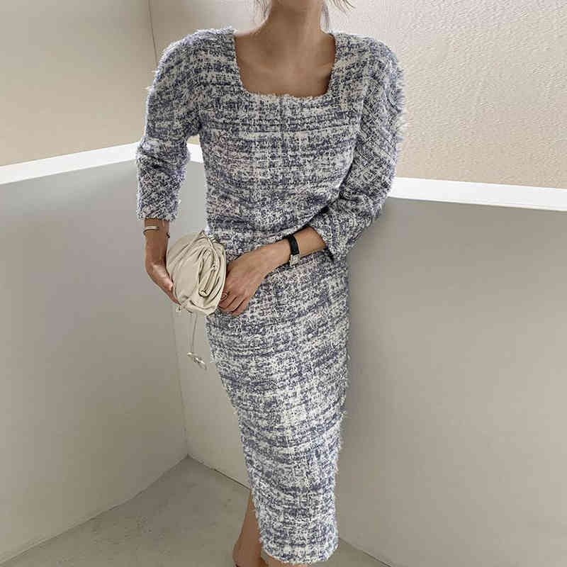 Summer Vintage Woman Dress Square Collar Korean Chic Casual Maxi Dresses Female Elegant Slim Vestidos 210519