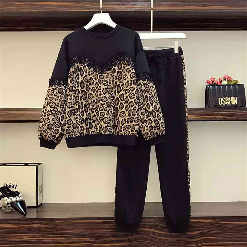 Tracksuit Women Clothes Winter Leopard Print Long Sleeve Lace Sweatshirt and Elastic Waist Pants 2 Piece Set 210519
Tracksuit Women Clothes Winter Leopard Print Long Sleeve Lace Sweatshirt and Elastic Waist Pants 2 Piece Set 210519
