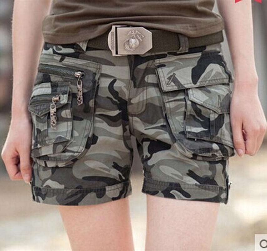 Camouflage Shorts Women Outdoor Cargo Clothing Low Waist Fashion Army Green Multi Pocket Mini Overalls Women's