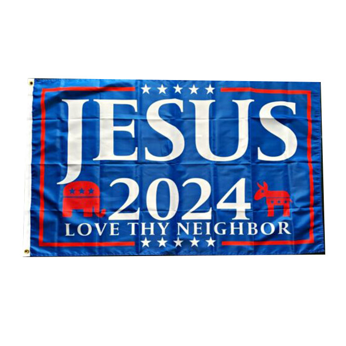Jesus 2024 Trump Biden Love Neighbor Flag 100D Polyester Vivid Color UV Fade Resistant Double Stitched Decoration Banner 90x150cm Digital Print Wholesale
Jesus 2024 Trump Biden Love Neighbor Flag 100D Polyester Vivid Color UV Fade Resistant Double Stitched Decoration Banner 90x150cm Digital Print Wholesale
