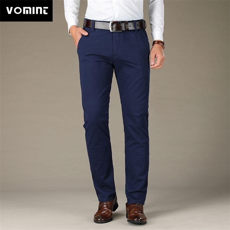 Mens Pants Cotton Straight 4 color Plus size pant suit 42 44 velvet High Quality Stretch male man long 211112
