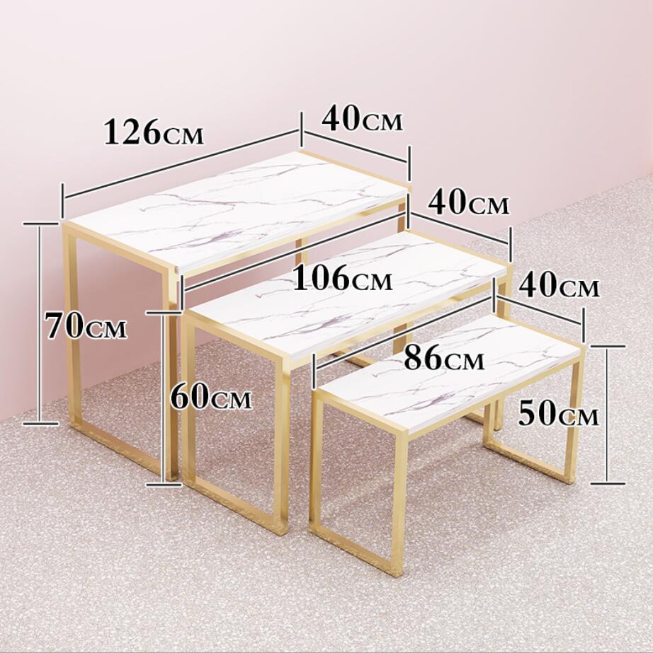 Clothing store display rack Commercial Furniture gold clothes racks floor type Shoe bag table Double deck wedding dress shelf