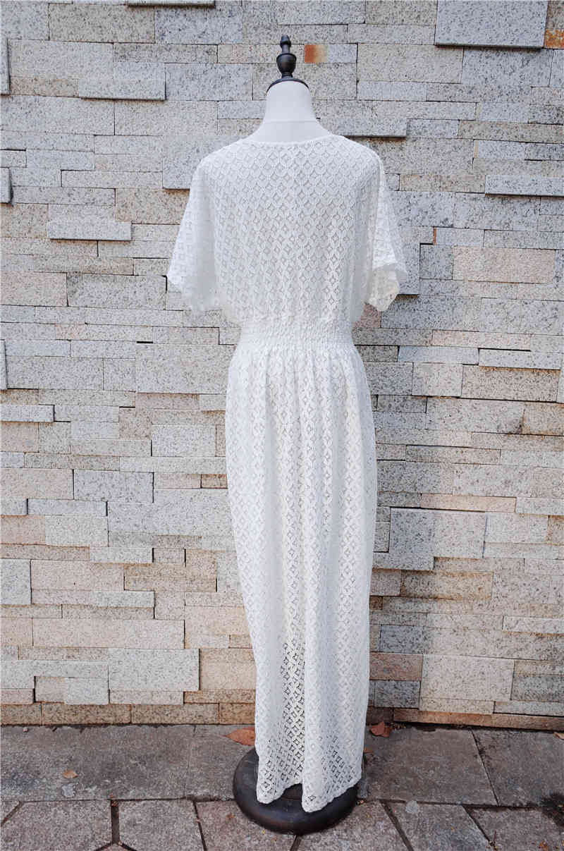 Saida de Praia Cover ups Beach Dresses Lace Robe Plage up Longa Tunic Pareos Bikini #Q629 210420