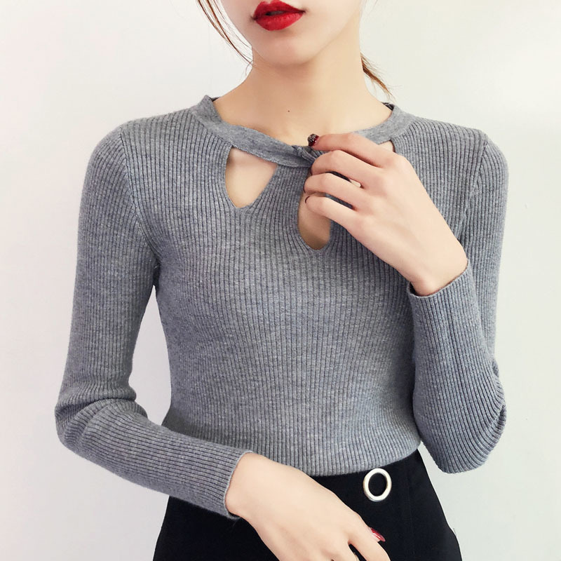 Knit Sweater Women Pullovers Autumn/winter Sweaters Office Lady O-Neck Solid Computer Knitted Long Sleeve 5222 50 210508