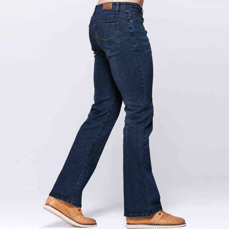 GRG Mens Slim Boot Cut Jeans Classic Stretch Denim Slightly Flare Deep Blue Fashion Trousers 211111