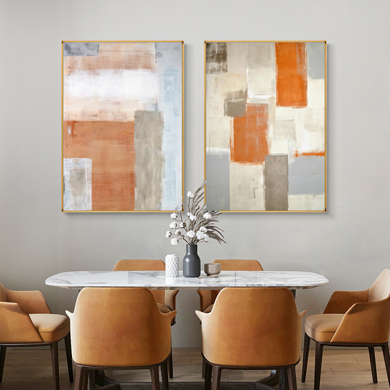 Abstract Brush Effect Retro Minimalist Orange Canvas Painting Wall Art Prints Picture Living Room Bedroom Home Decor No Frame