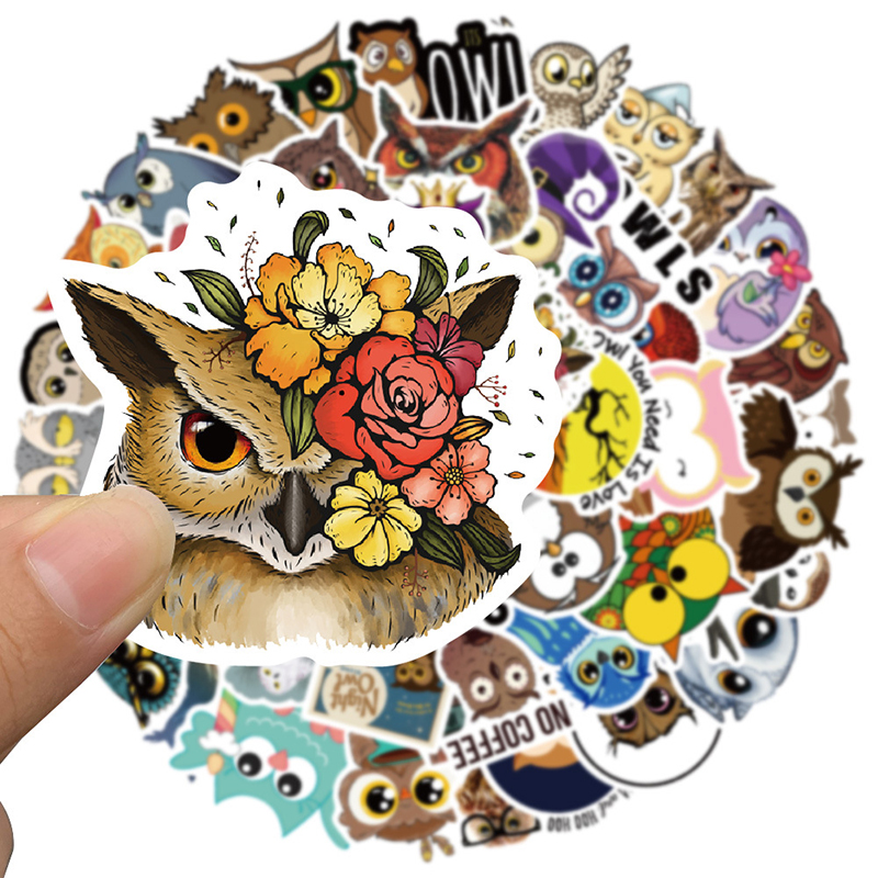Update New Notebook Cartoon Owls Stickers Cute Animal Series Wers DIY Graffiti Decals For Car Lage Motorcycle Ipad Phone Scooter Games Skateboard Guit