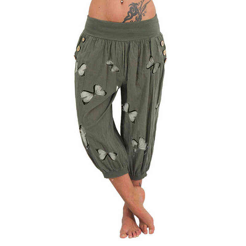 s Pants Women High Waist Harem Lightweight Streetwear Female Pocket Baggy Jogger Trousers Bottoms with Print 211115