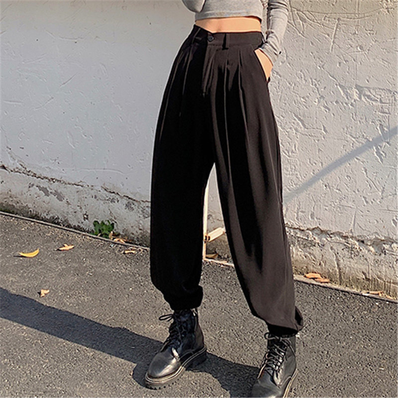 Spring Fashion Slim All Match Large Size Loose OL Streetwear Straight Pants Chic Gentle Casual Trousers 210421