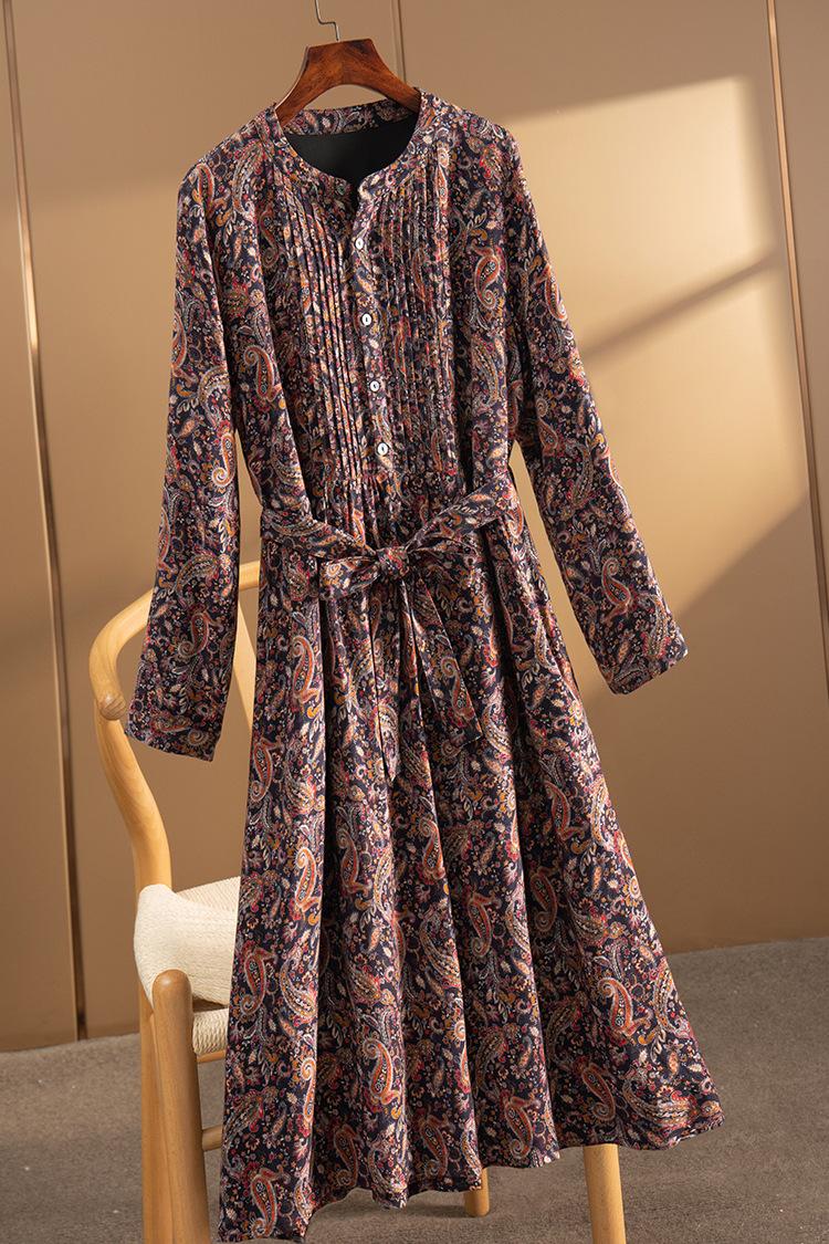 Casual Dresses Women Wool Shirt Dress Cashew Flower Printing Sashes Lace-up O-neck Long Sleeve Elegant 2021 Autumn Ladies Vintage Midi Robe, Black;gray
Casual Dresses Women Wool Shirt Dress Cashew Flower Printing Sashes Lace-up O-neck Long Sleeve Elegant 2021 Autumn Ladies Vintage Midi Robe, Black;gray