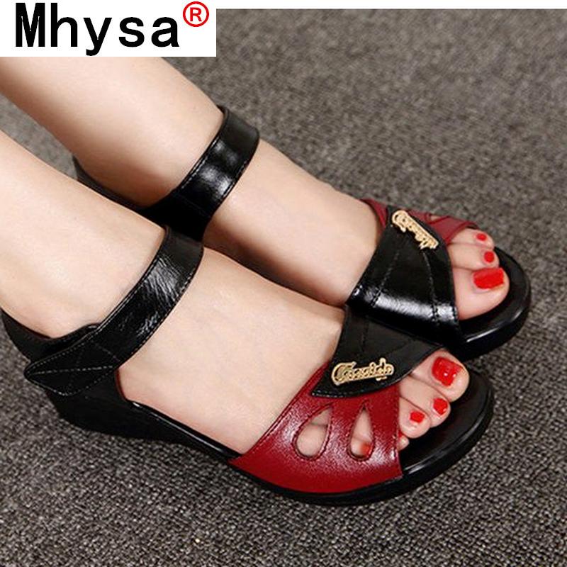 Summer Fashion Round Head Sandals Comfortable Women's Open Toe Casual Slope Heel, Black