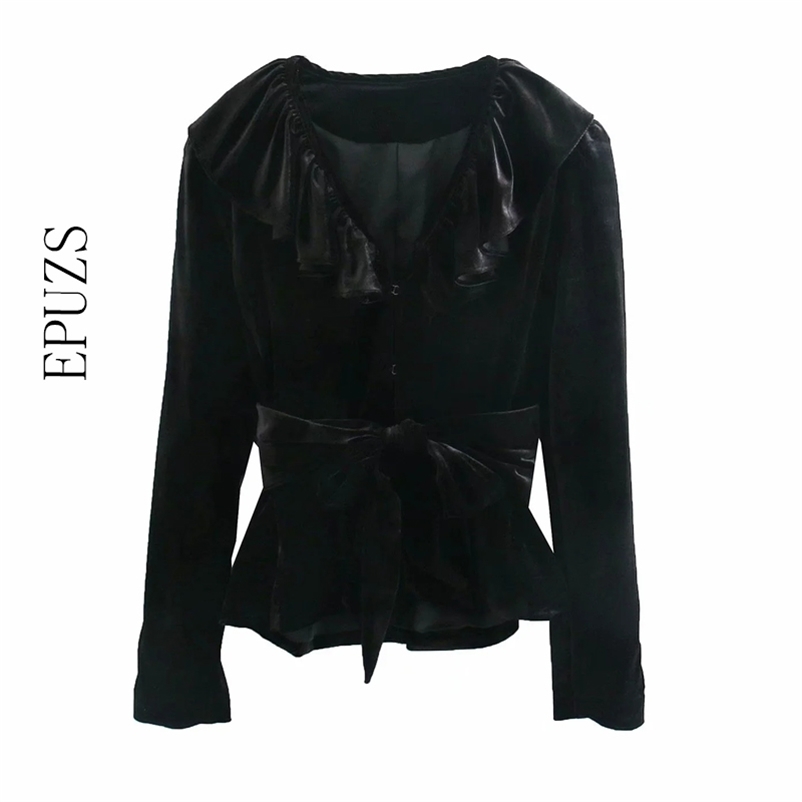 Vintage Bow Tie Sashes Velvet Jacket women Elegant V Neck long Sleeve Office coat female Outerwear Chic Tops 210521, Black
Vintage Bow Tie Sashes Velvet Jacket women Elegant V Neck long Sleeve Office coat female Outerwear Chic Tops 210521, Black