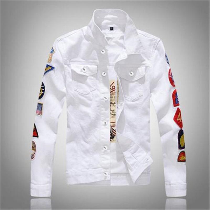 Men' Jackets Spring Autumn Sleeve More Labeling White Denim Jacket Design Jean Coats Single-Breasted Outerwear
Men' Jackets Spring Autumn Sleeve More Labeling White Denim Jacket Design Jean Coats Single-Breasted Outerwear