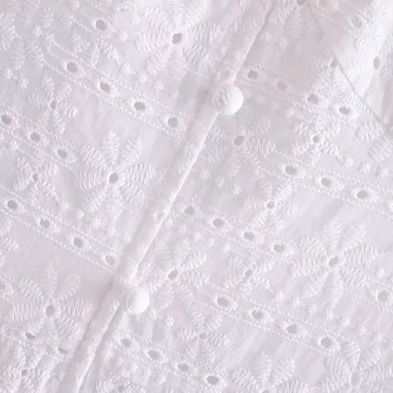 White Embroidered Cotton Mini Dress Women Ruffle Short Sleeve Chic Dresses Summer V Neck Party Dress Robe Femme 210414
