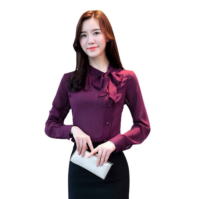 blusas mujer de moda long sleeve chiffon blouse women shirts bow collar office lady womens tops and s 2544 50 210508