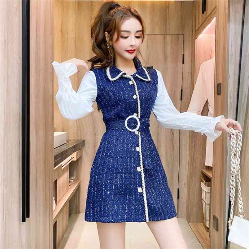 Autumn Tweed Patchwork White Long Sleeve Bodycon Dress Female Elegant Turn Down Collar Vestido Robe Femme 210519, Picture color
Autumn Tweed Patchwork White Long Sleeve Bodycon Dress Female Elegant Turn Down Collar Vestido Robe Femme 210519, Picture color