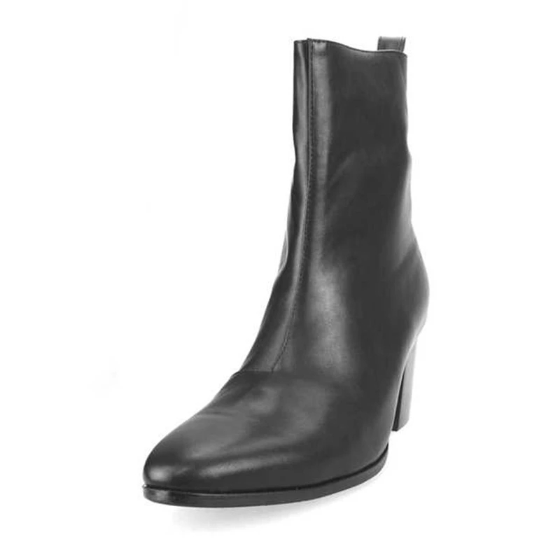 2021 Autumn Winter High Heels Man Boots High Quality Genuine Leather Waterproof Zipper Shoes Suede Comfortable Chelsea Boots Men