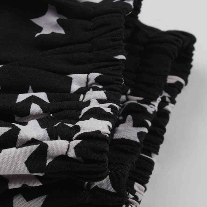 Foridol star print v neck lace up blouse shirt women elegant ladies office white blouse tops autumn winter black blouse 210415