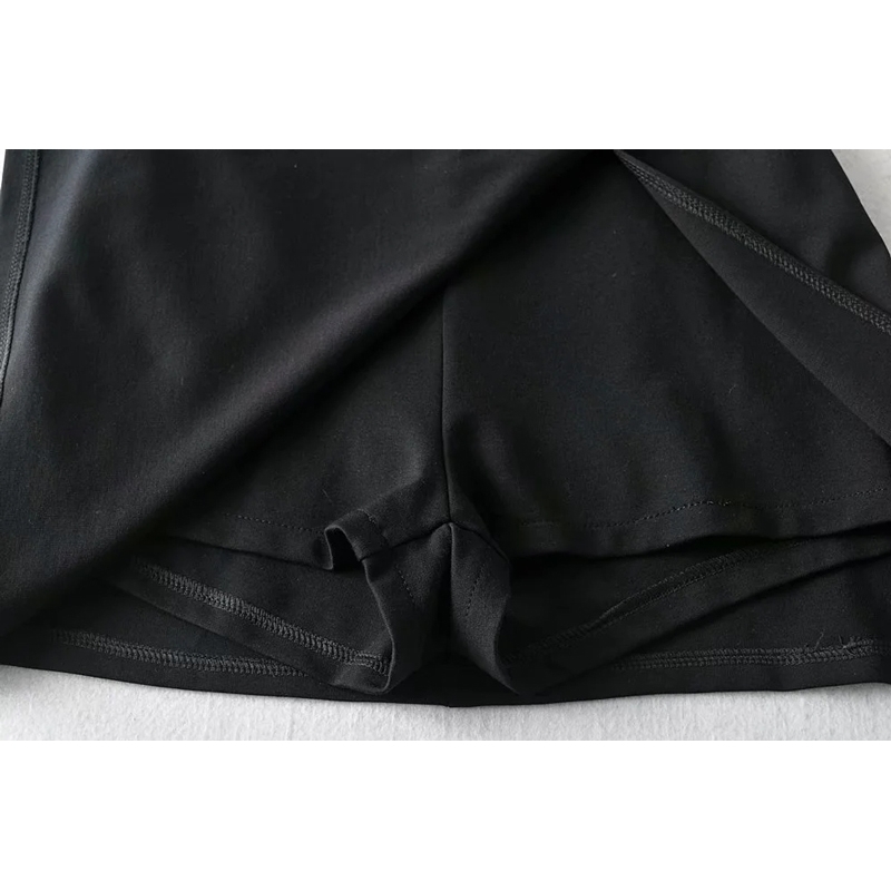 Korean High Waist Long Legs Side Slits Anti Skirt Short With Safety Women Front Mini Skort In Black QA75 210603