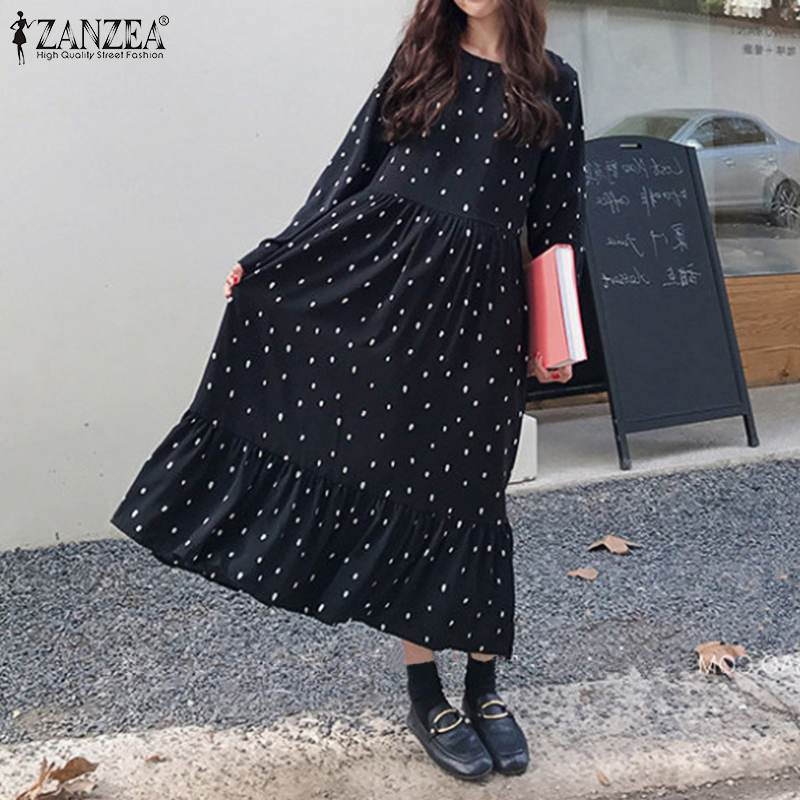 ZANZEA 2021 Autumn Women Dress Maxi Long Vestidos Bohemian Polka Dot Ruffles Hem Summer Sundress Beach Robe Femme Long Shirts, Black
ZANZEA 2021 Autumn Women Dress Maxi Long Vestidos Bohemian Polka Dot Ruffles Hem Summer Sundress Beach Robe Femme Long Shirts, Black