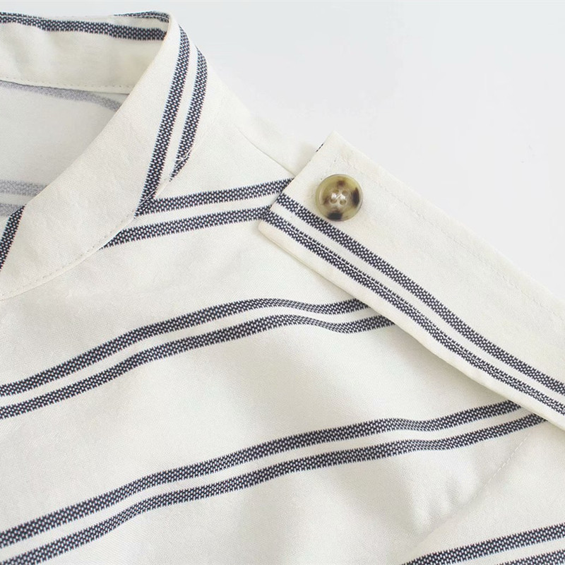 PUWD Casual Women Turn-down Collar Jumpsuit Summer Fashion Ladies High Street Draw Back Female Striped 210522