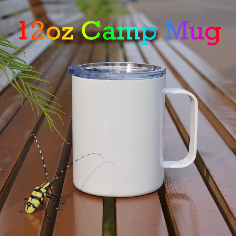 12oz sublimation Camp Mugs with handle Blank white tumblers sealed lid Stainless Steel heat transfer Travel mug Double Insulated Water Bottles
12oz sublimation Camp Mugs with handle Blank white tumblers sealed lid Stainless Steel heat transfer Travel mug Double Insulated Water Bottles