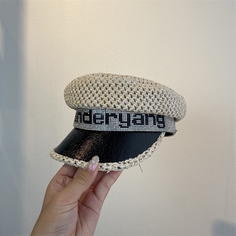 Summer new Signature style versatile Navy hat with letter Rhinestone for holiday Zy, Black
Summer new Signature style versatile Navy hat with letter Rhinestone for holiday Zy, Black