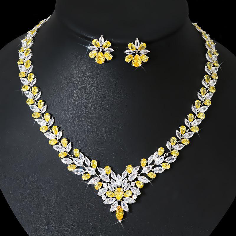 Earrings & Necklace Ekopdee Exquisite Yellow Flower Crystal Zirconia Jewelry Set For Women Romantic Wedding Engagement Accessories, Silver
Earrings & Necklace Ekopdee Exquisite Yellow Flower Crystal Zirconia Jewelry Set For Women Romantic Wedding Engagement Accessories, Silver