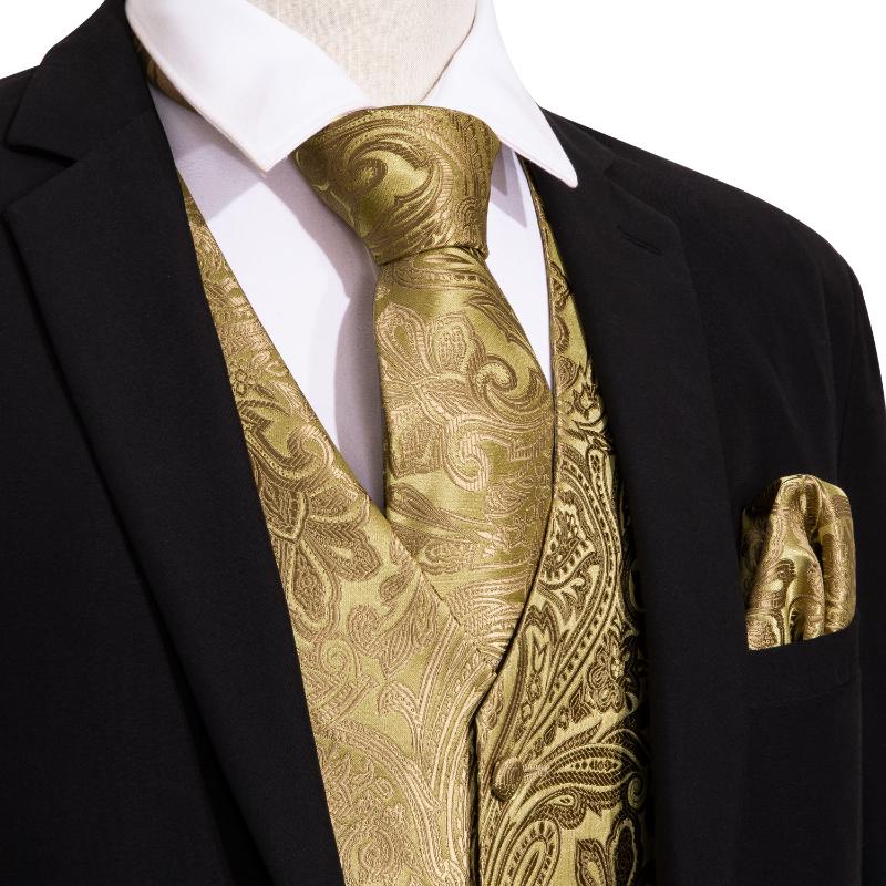 Men' Vests 4pc Gold Men Waistcoat Vest Party Wedding Handkerchief Tie Classic Paisley Floral Jacquard Pocket Square Suit Set Barry.Wang, As pic
Men' Vests 4pc Gold Men Waistcoat Vest Party Wedding Handkerchief Tie Classic Paisley Floral Jacquard Pocket Square Suit Set Barry.Wang, As pic