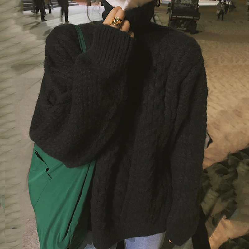 Nomikuma Autumn Winter Turtleneck Twisted Pullover Sweater Causal Long Sleeve Women Knitted Top New Korean Pull Femme 6D004 210427