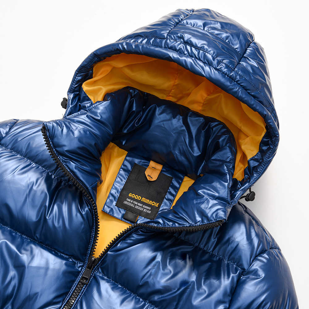 Men Winter Metallic Shiny Warm Thick Waterproof Parkas Jacket Men Autumn Outwear Outfits Windproof Detachable Hat Parka Coat 210913