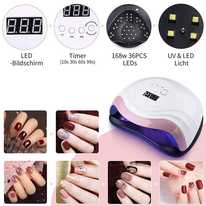Nail Dryers 168W UV LED Lamp For Manicure Lamps Gel With Sensor LCD Display