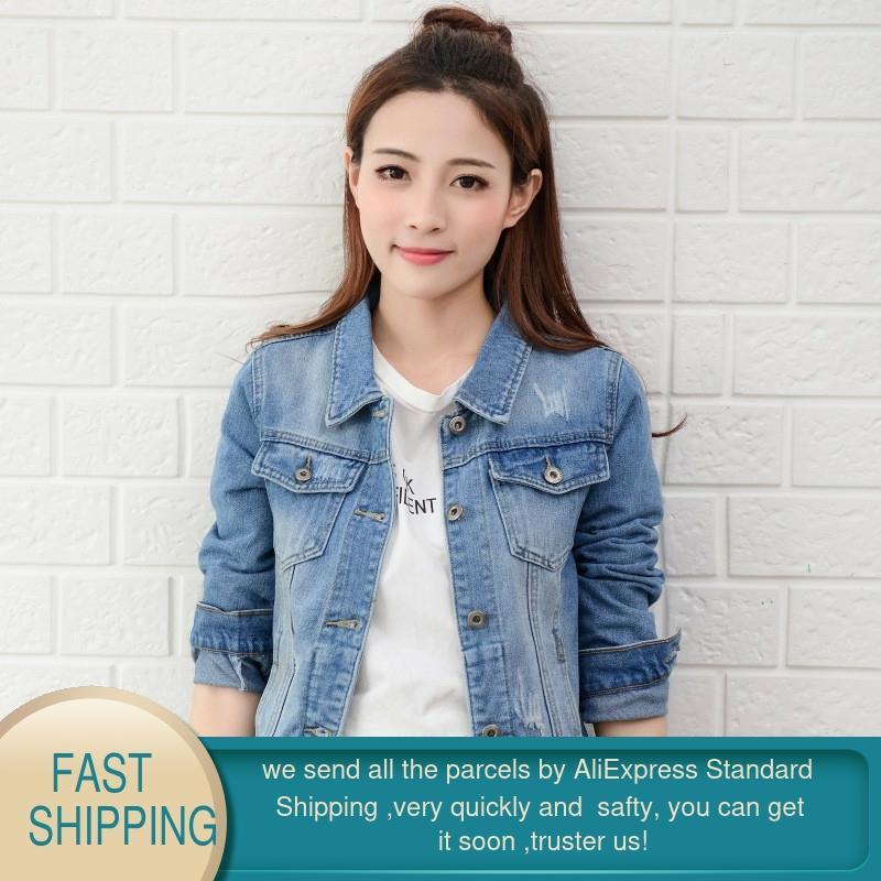 Women Jacket Winter Pink Jean s Korean Cute Vintage Short Female Autumn Boyfriend Crop Retro Denim 210428