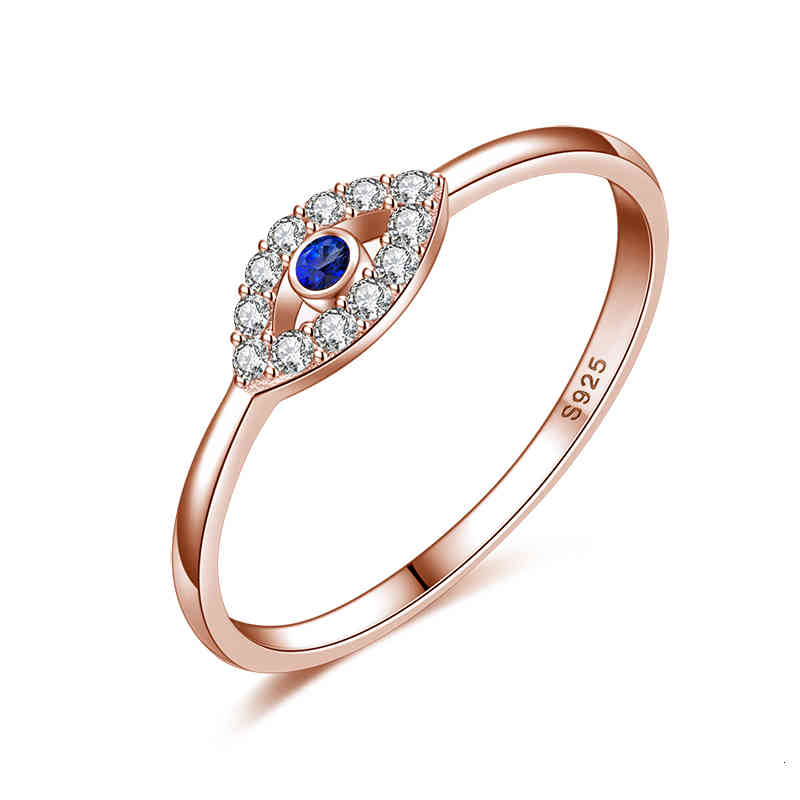 Tontgzhe Genuine 925 Sterling Silver Evil Eye Ring Charm Blue Cz Wedding Rings for Women Lucky Turkey Jewelry Gift Girl