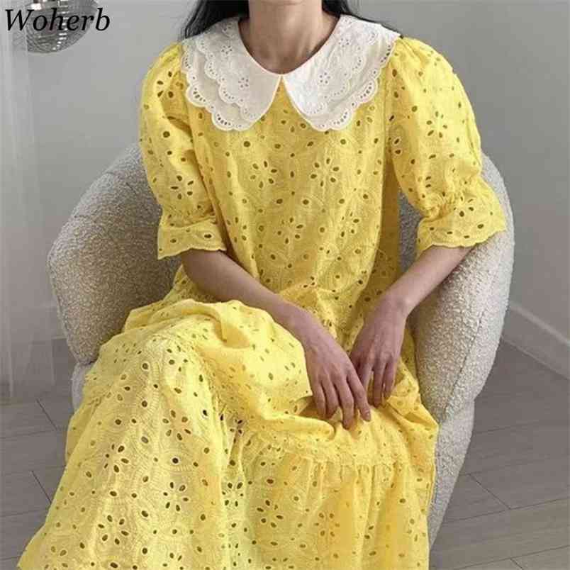 Vestido De Mujer Summer Fashion Women Clothing Hollow Out Embroidery Dresses Loose Puff Sleeve Elegant Maxi Dress 95310 210519, Yellow
Vestido De Mujer Summer Fashion Women Clothing Hollow Out Embroidery Dresses Loose Puff Sleeve Elegant Maxi Dress 95310 210519, Yellow