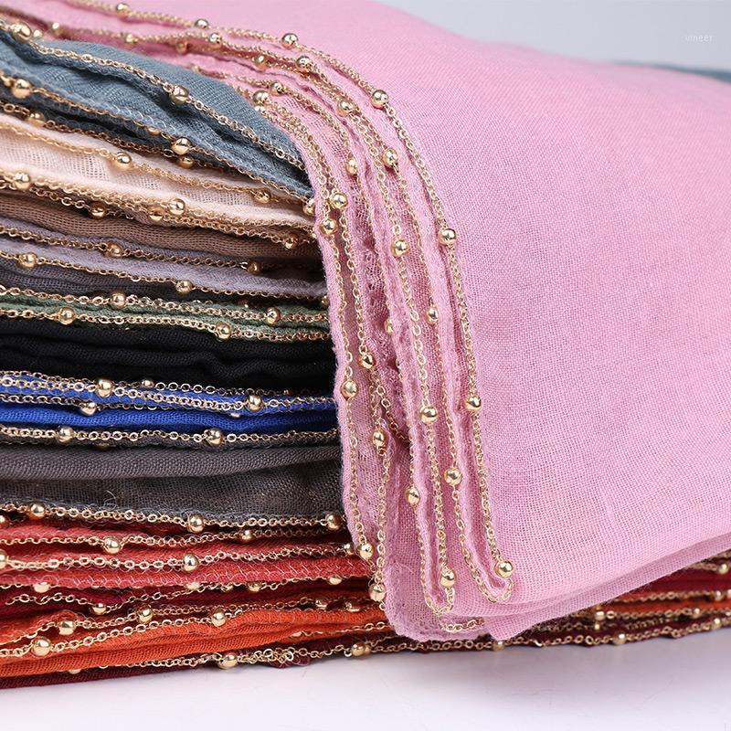 Scarves Gold Hijab Scarf Beads Muslim Cotton Chain Plain Wraps Shawls Maxi Fashion Headband Long 180*80cm 10PCS/Lot, Blue;gray
Scarves Gold Hijab Scarf Beads Muslim Cotton Chain Plain Wraps Shawls Maxi Fashion Headband Long 180*80cm 10PCS/Lot, Blue;gray