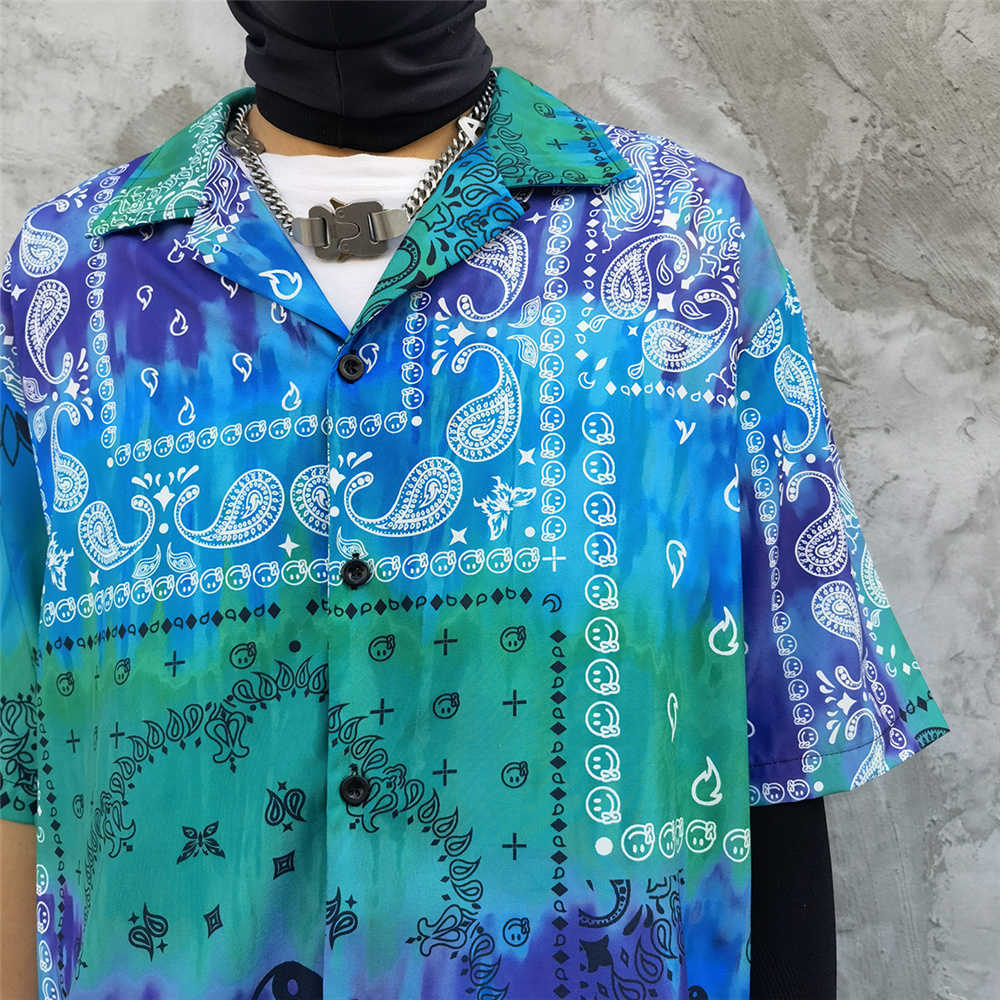 Men's Shirt Hawaiian Beach Holiday Paisley Vinatge Harajuku Short Sleeve Casual Shirt Oversized Summer Vacation Top Shirts 210601