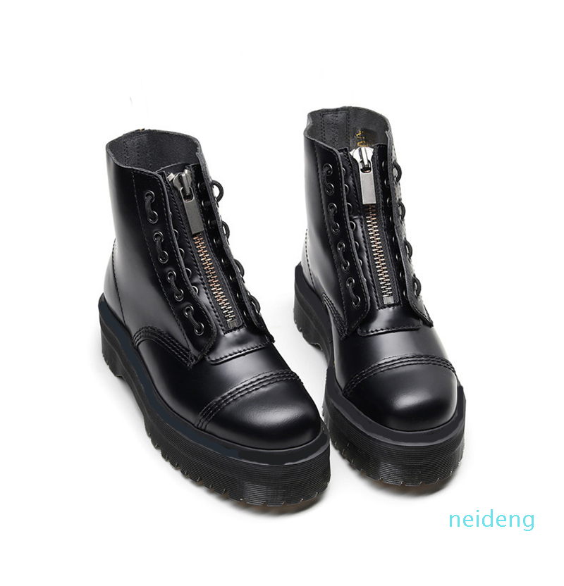 Designer front zipper platform boots 8 hole 5cm women winter shoes black ankle bottes size 35-41 2021
Designer front zipper platform boots 8 hole 5cm women winter shoes black ankle bottes size 35-41 2021