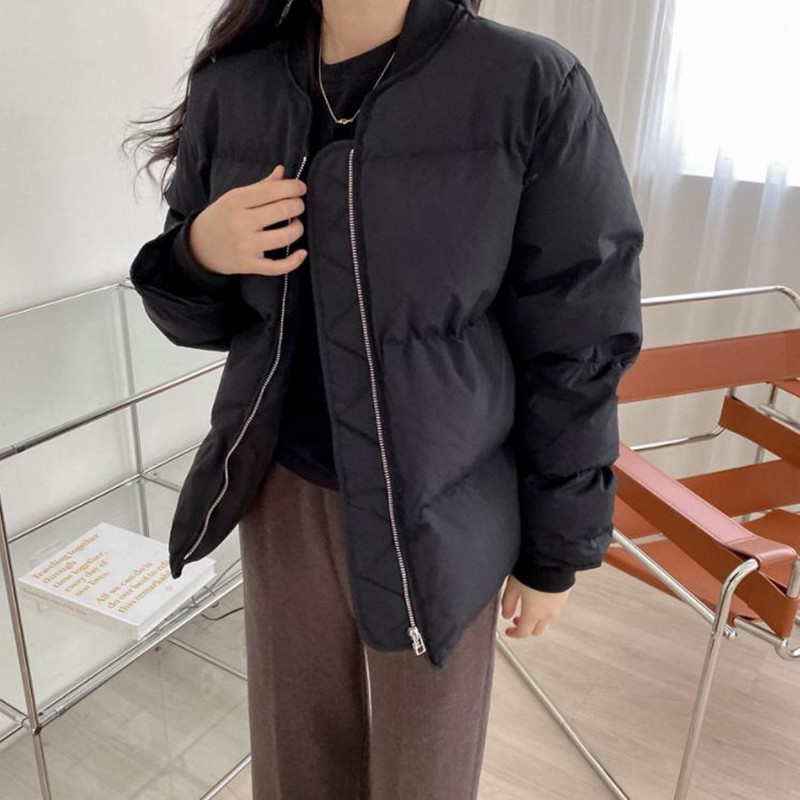 OL Autumn Winter Jacket Women Fashion Basic Bread Clothes Elegant Warm Coat Solid Loose Outwear Parkas Female 210421