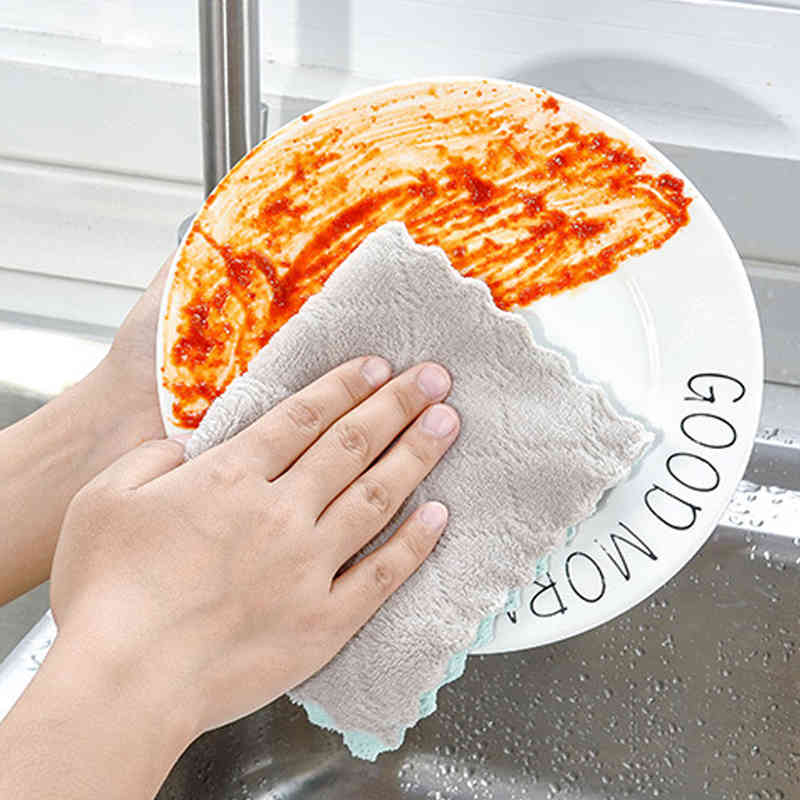 Colorful Wave Pattern 16*27CM Kitchen Dish Cloth Super Absorbent 1Pcs Polyester Fiber Multifunctional Rags Cleaning Towel