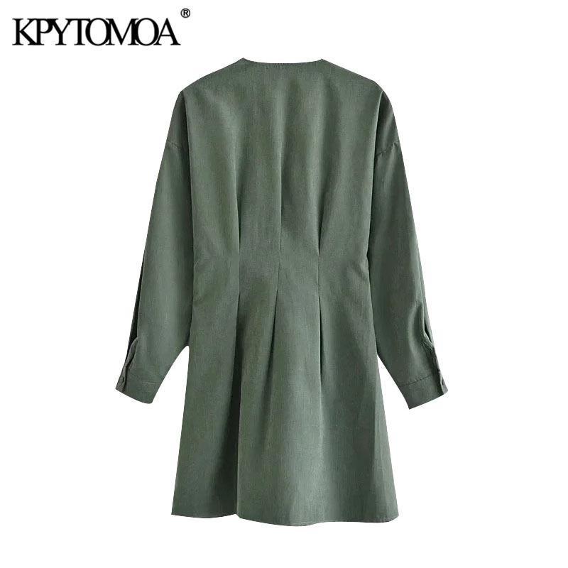 Women Chic Fashion With Drawstring Pleated Mini Dress Long Sleeve Side Zipper Female Dresses Vestidos 210420