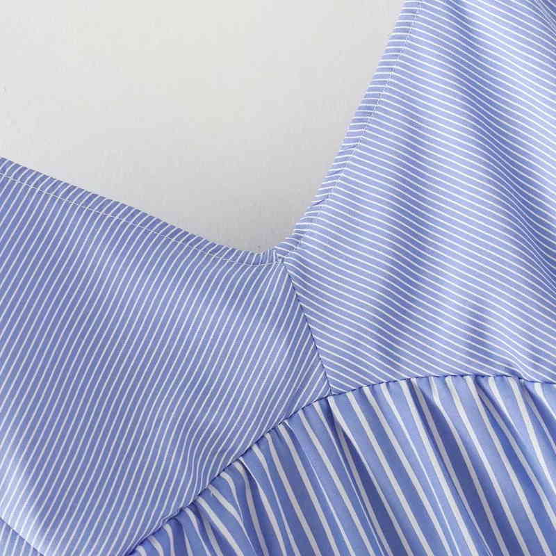 Fashion Women Flower embroidery stripe Sling large swing Dresses Summer style Casual sexy Dress Womens Clothing D952 210430Z