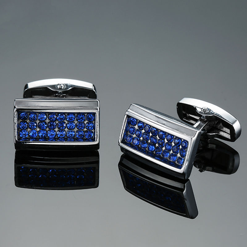 Luxury Classical French Men Crystal Copper Cuff Links Designer Jewelry Crown Sand Glass Rhinestone Silver Gold Enamel Business Shirt Suit Cufflinks We