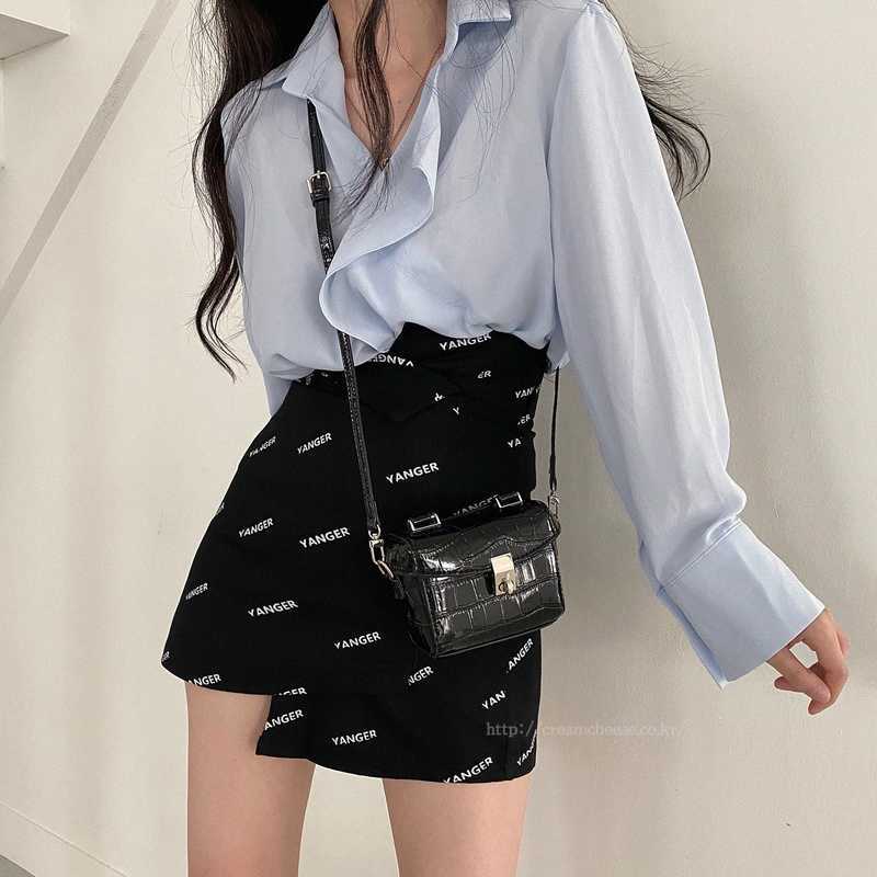 Vintage Irregular High Waist Letters Printed Woman Skirt Causal A-line Mini Skirts Summner Faldas Mujer 6H030 210603