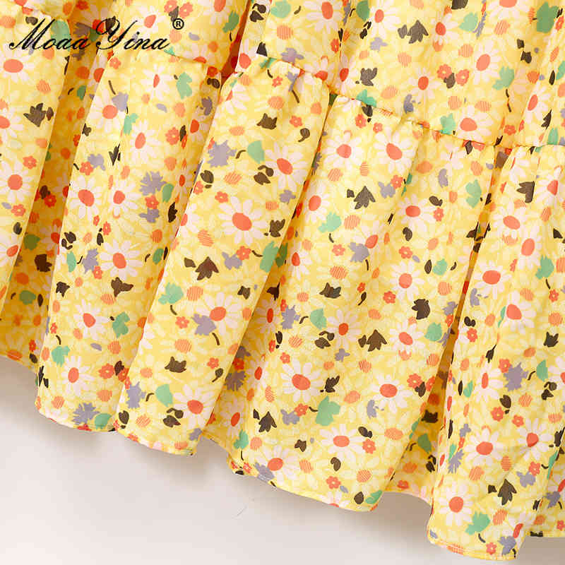 Summer Runway Chiffon Dress Women Sleeveless Ruffle Fashion Bohemian Floral print Holiday Midi 210524