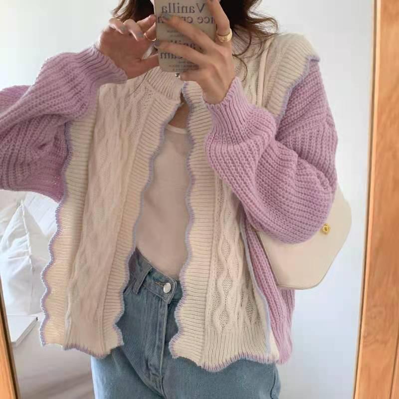Women's Knits & Tees Sweet V Twist Purple Sweater Knitted Jacket Autumn Gentle Hit Color Patchwork Long Sleeve Cardigan Top Pull Fashion Kor, White
Women's Knits & Tees Sweet V Twist Purple Sweater Knitted Jacket Autumn Gentle Hit Color Patchwork Long Sleeve Cardigan Top Pull Fashion Kor, White